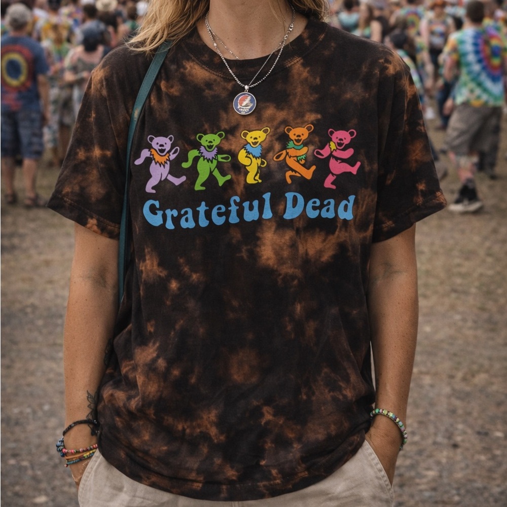 Grateful Dead Tie-Dye Bleach Short Sleeve Tee - Size S